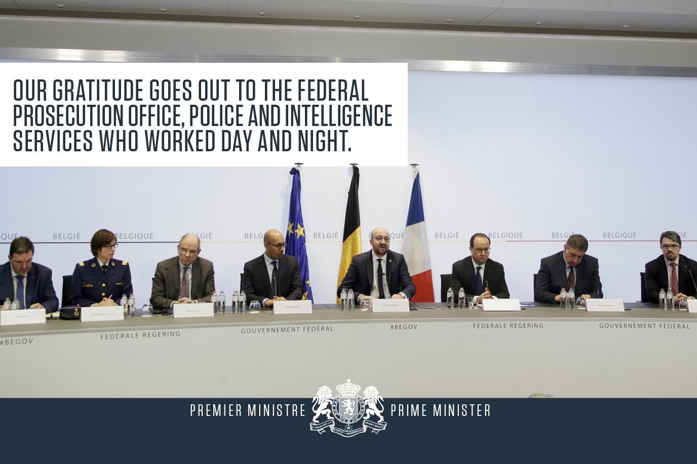 Charles Michel and François Hollande exchanged congratulations following the arrest of Abdeslam and the good cooperation between France and Belgium.