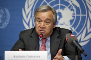 Charles Michel and Didier Reynders congratulate Antonio Guterres for his selection as the new Secretary-General of the United Nations