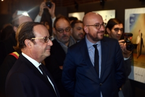 Cartoonist exhibition in Molenbeek with François Hollande