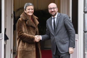 Meeting with EU Commissioner in charge of Competition, Margrethe Vestager, to discuss competition and the future of the EU. 