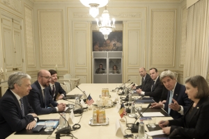 Prime Minister Charles Michel and Deputy Prime Minister and Minister of Foreign Affairs Didier Reynders are meeting US Secretary of State John Kerry on Friday