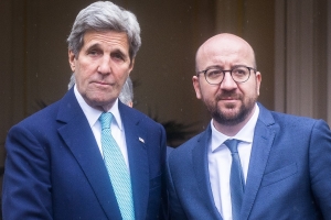 Prime Minister Charles Michel and Deputy Prime Minister and Minister of Foreign Affairs Didier Reynders are meeting US Secretary of State John Kerry