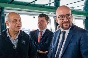 Bezoek aan het wrak van de cargo Flinterstar tussen Oostende en Zeebrugge samen met staatssecretaris voor de Noordzee Bart Tommelein. 