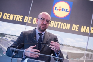 Pose de la première pierre du futur centre de distribution de Lidl à Marche-en-Famenne